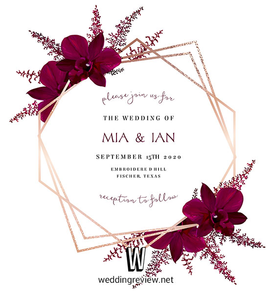 การ์ดแต่งงานสีแดง ไวน์ เบอกันดี