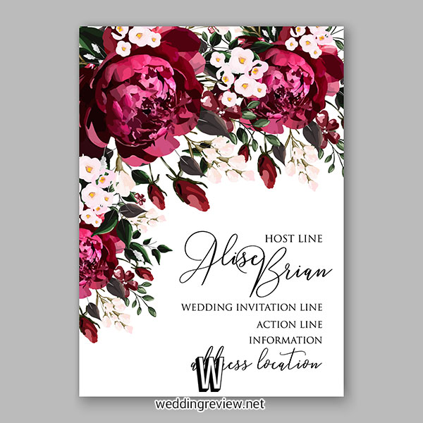 การ์ดแต่งงานสีแดง ไวน์ เบอกันดี