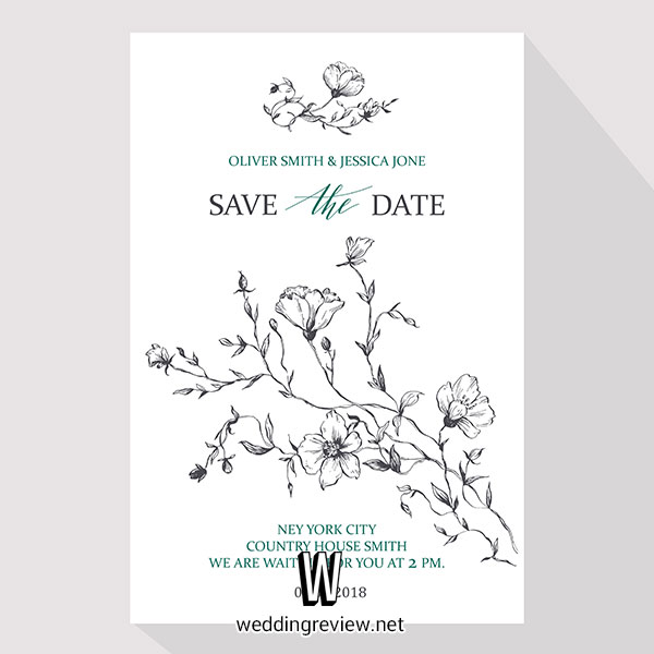 การ์ดแต่งงานสีเขียวมิ้น และเขียวไข่กา