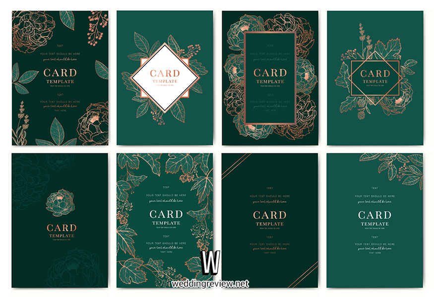 การ์ดแต่งงานสีเขียวมิ้น และเขียวไข่กา