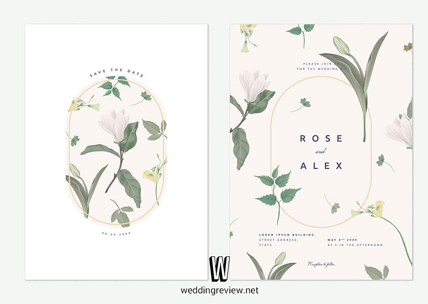 การ์ดแต่งงานสีเขียวมิ้น และเขียวไข่กา