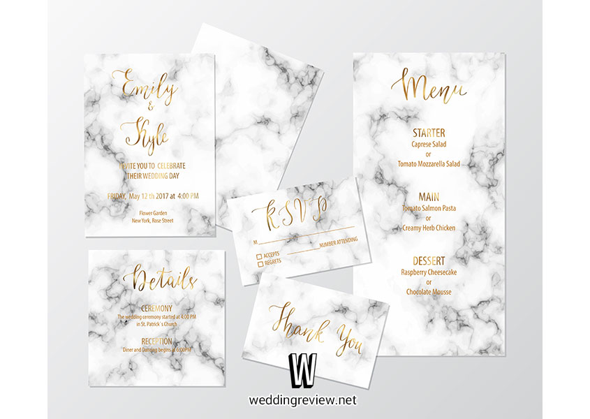 การ์ดแต่งงานลายหินอ่อน