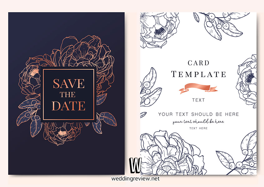 การ์ดแต่งงานสีน้ำเงินทอง