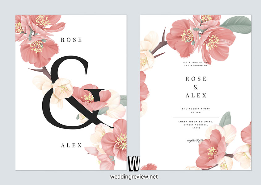 การ์ดแต่งงานสีชมพู