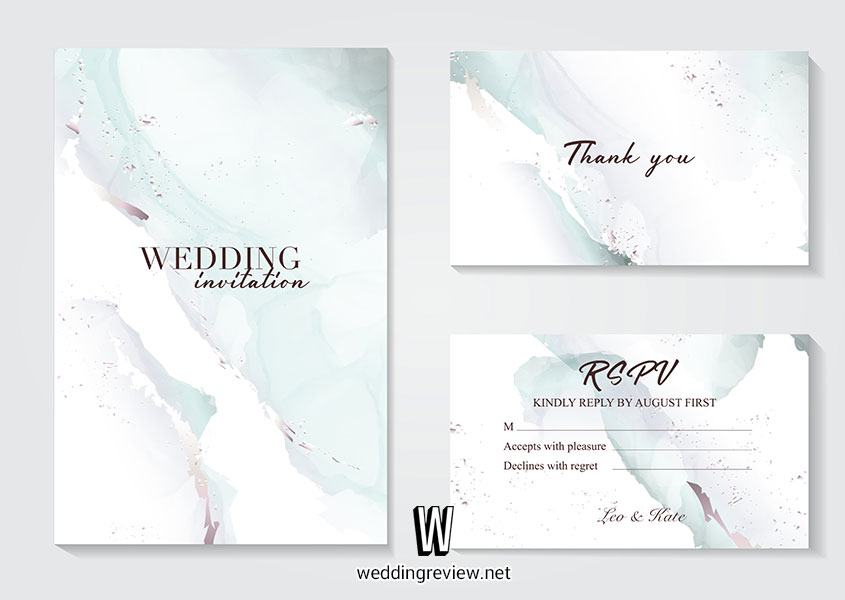 การ์ดแต่งงานสีเขียวมิ้น และเขียวไข่กา