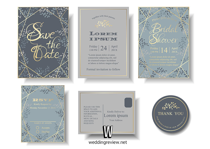 การ์ดแต่งงานสีเทา