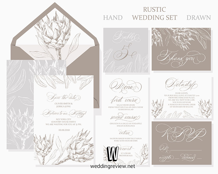 การ์ดแต่งงานสีเทา