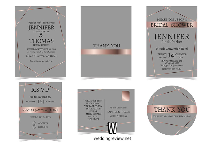 การ์ดแต่งงานสีเทา