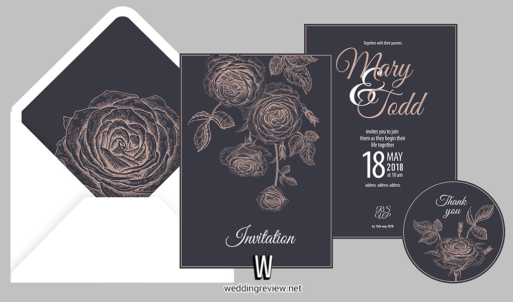 การ์ดแต่งงานสีเทา