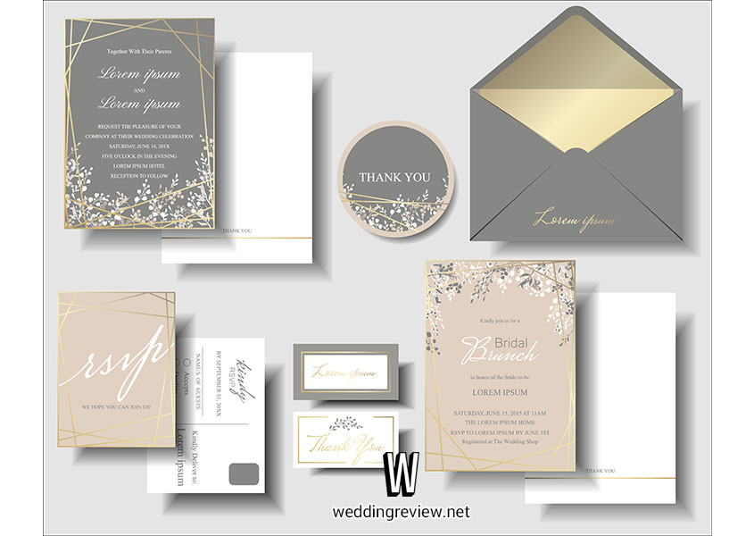 การ์ดแต่งงานสีทอง & เอิร์ธโทน