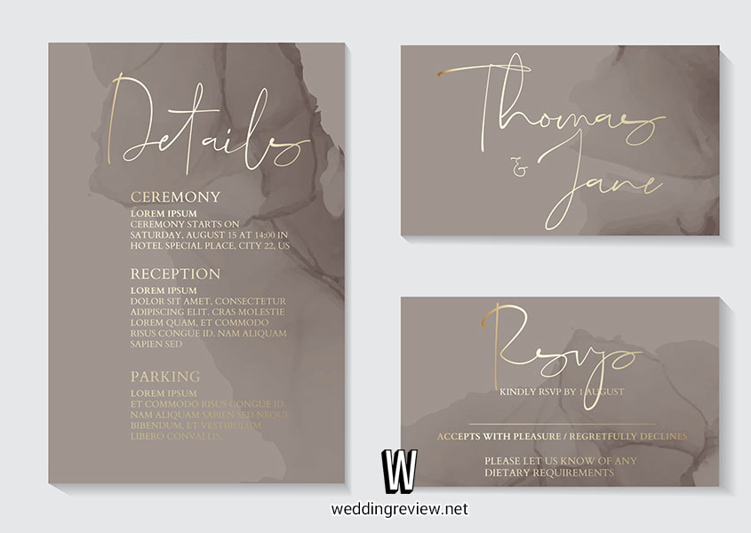 การ์ดแต่งงานสีทอง & เอิร์ธโทน