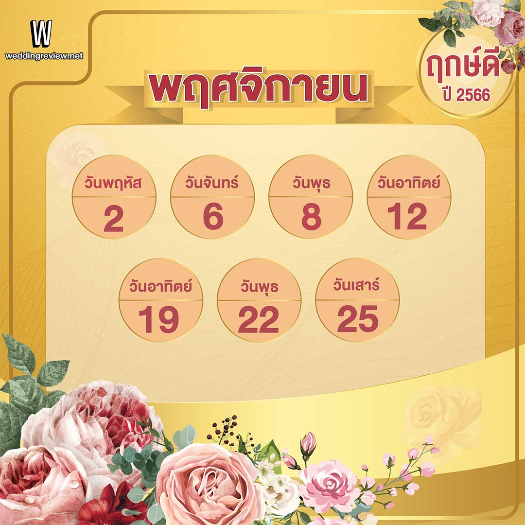 เช็คฤกษ์แต่งงาน ฤกษ์ดี ตามดิถีเรียงหมอนปี 2566